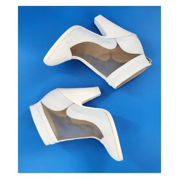 MISSONI NWOB Pony Hair Suede Mesh Panel White Bootie - Picture 8 of 15